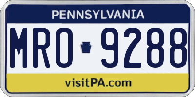 PA license plate MRO9288