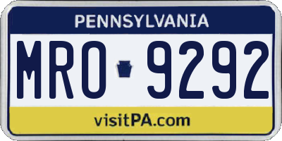PA license plate MRO9292