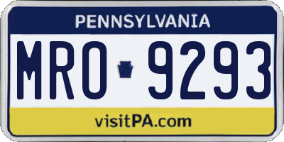 PA license plate MRO9293
