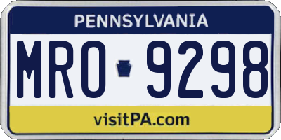 PA license plate MRO9298