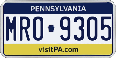 PA license plate MRO9305