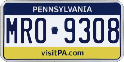 PA license plate MRO9308