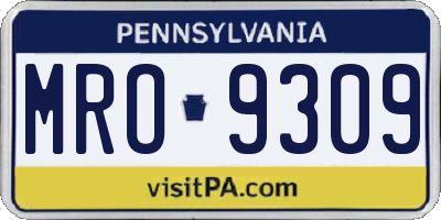 PA license plate MRO9309