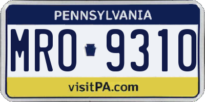 PA license plate MRO9310