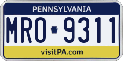 PA license plate MRO9311