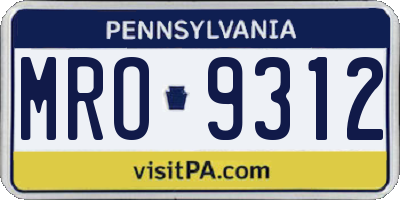 PA license plate MRO9312