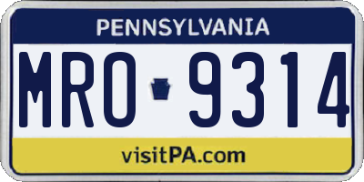PA license plate MRO9314