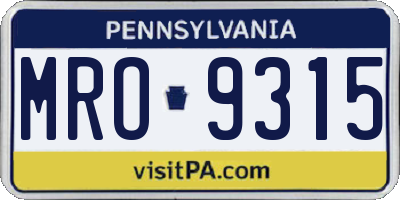 PA license plate MRO9315