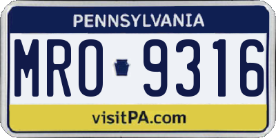 PA license plate MRO9316