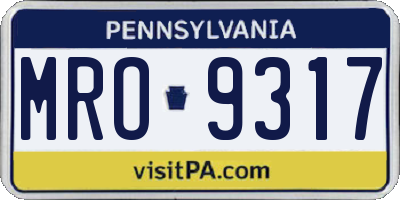 PA license plate MRO9317