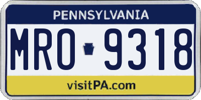 PA license plate MRO9318