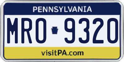 PA license plate MRO9320
