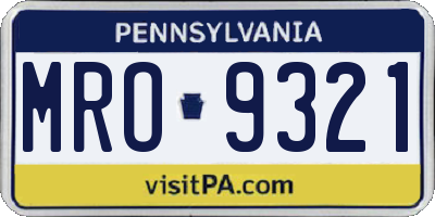 PA license plate MRO9321