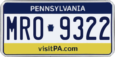 PA license plate MRO9322