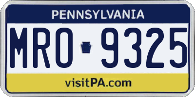 PA license plate MRO9325