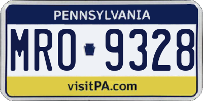 PA license plate MRO9328