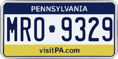 PA license plate MRO9329