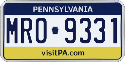 PA license plate MRO9331