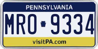 PA license plate MRO9334