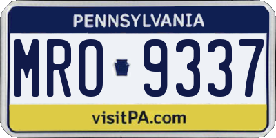 PA license plate MRO9337