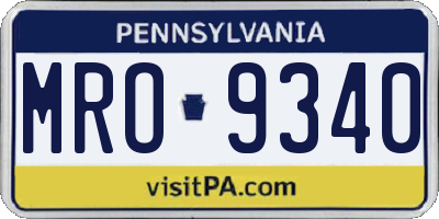 PA license plate MRO9340