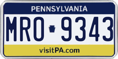PA license plate MRO9343