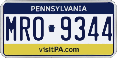 PA license plate MRO9344