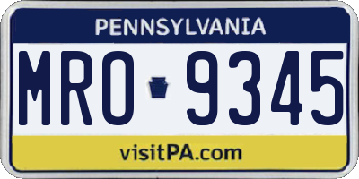 PA license plate MRO9345