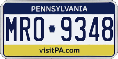 PA license plate MRO9348