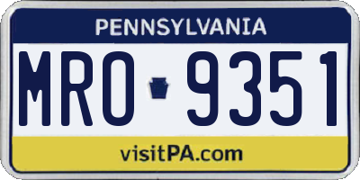 PA license plate MRO9351