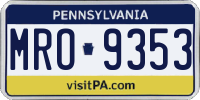 PA license plate MRO9353