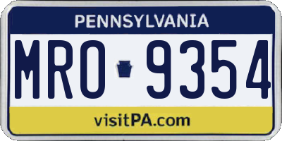 PA license plate MRO9354