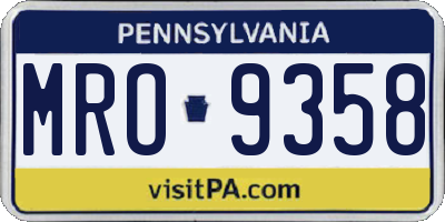 PA license plate MRO9358