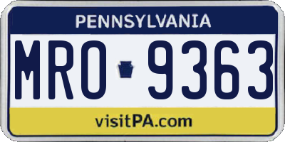 PA license plate MRO9363