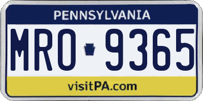PA license plate MRO9365