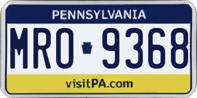 PA license plate MRO9368