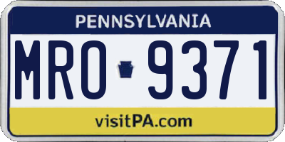 PA license plate MRO9371