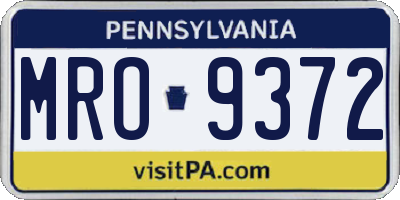 PA license plate MRO9372