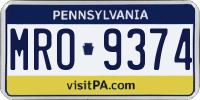 PA license plate MRO9374