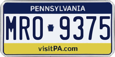 PA license plate MRO9375