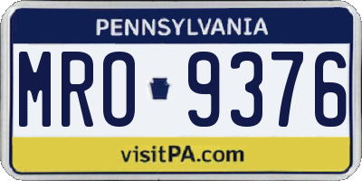 PA license plate MRO9376