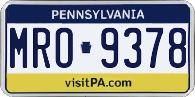 PA license plate MRO9378