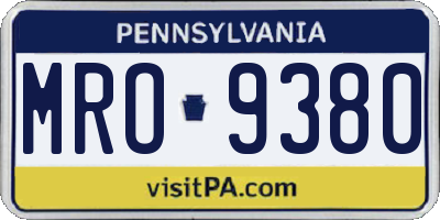 PA license plate MRO9380