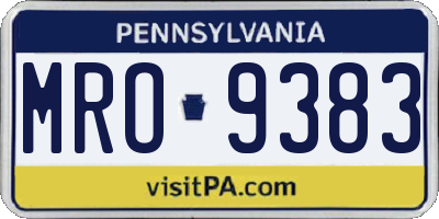 PA license plate MRO9383
