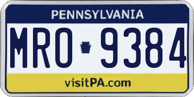 PA license plate MRO9384