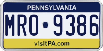 PA license plate MRO9386