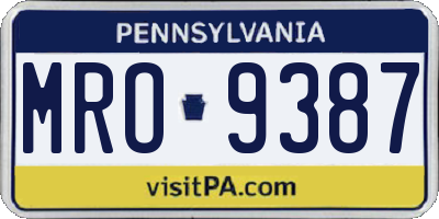 PA license plate MRO9387