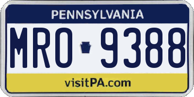 PA license plate MRO9388