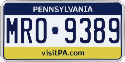 PA license plate MRO9389