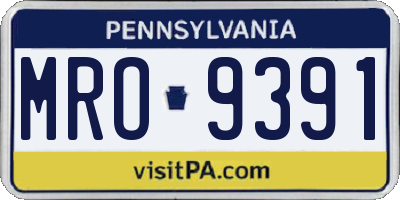 PA license plate MRO9391